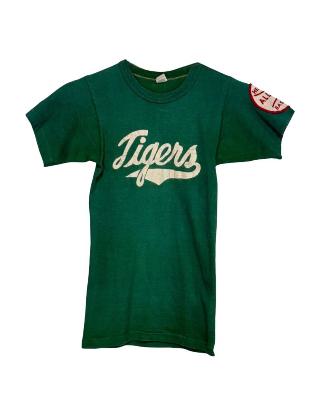 Vintage 1970s Green Tigers Youth Medium T-Shirt With Headlands All-Star Baseball
